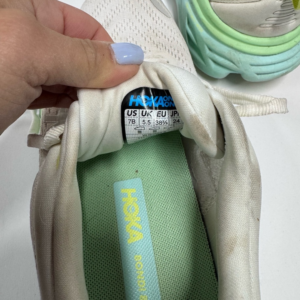 Hoka One One Bondi 8 - Blanc De Blanc - Sunlit Ocean Blue Green Women's Size 7 - Picture 6 of 8